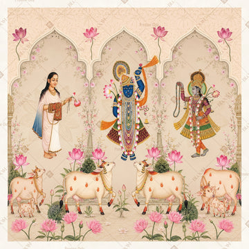 Divine Radha Krishna Square Backdrop