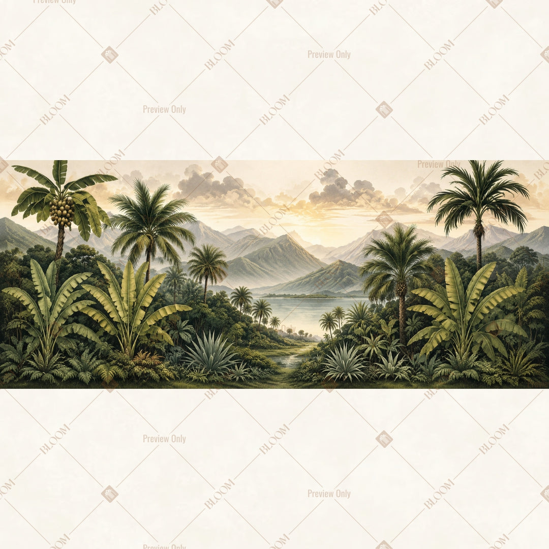 Tropical Jungle Landscape Wide Backdrop