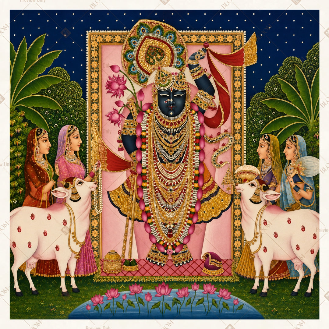 Krishna Temple Garden Square Backdrop