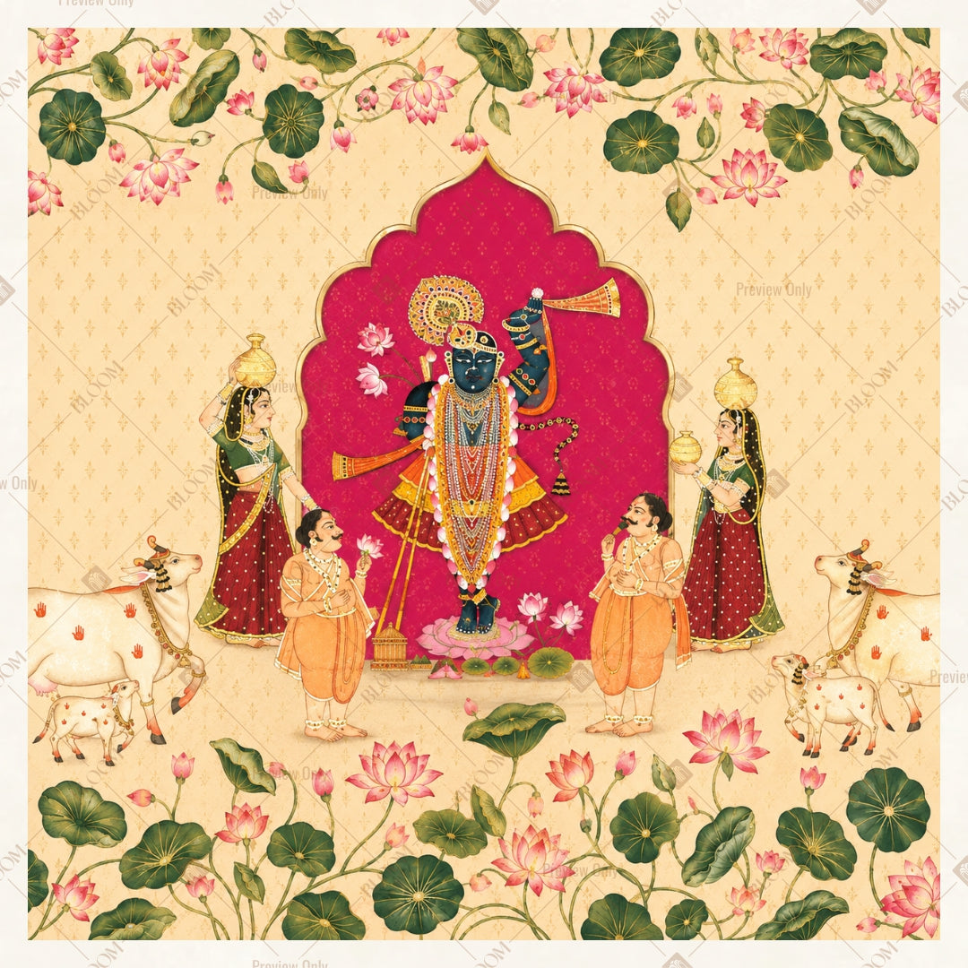 Floral Ganesha Pattern Square Backdrop