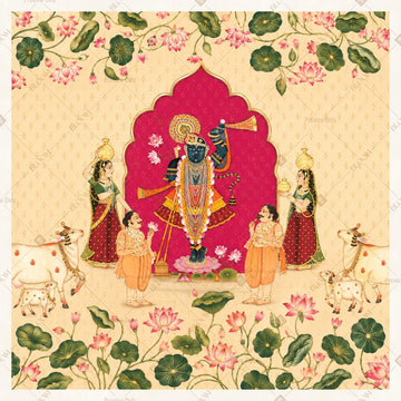 Floral Ganesha Pattern Square Backdrop