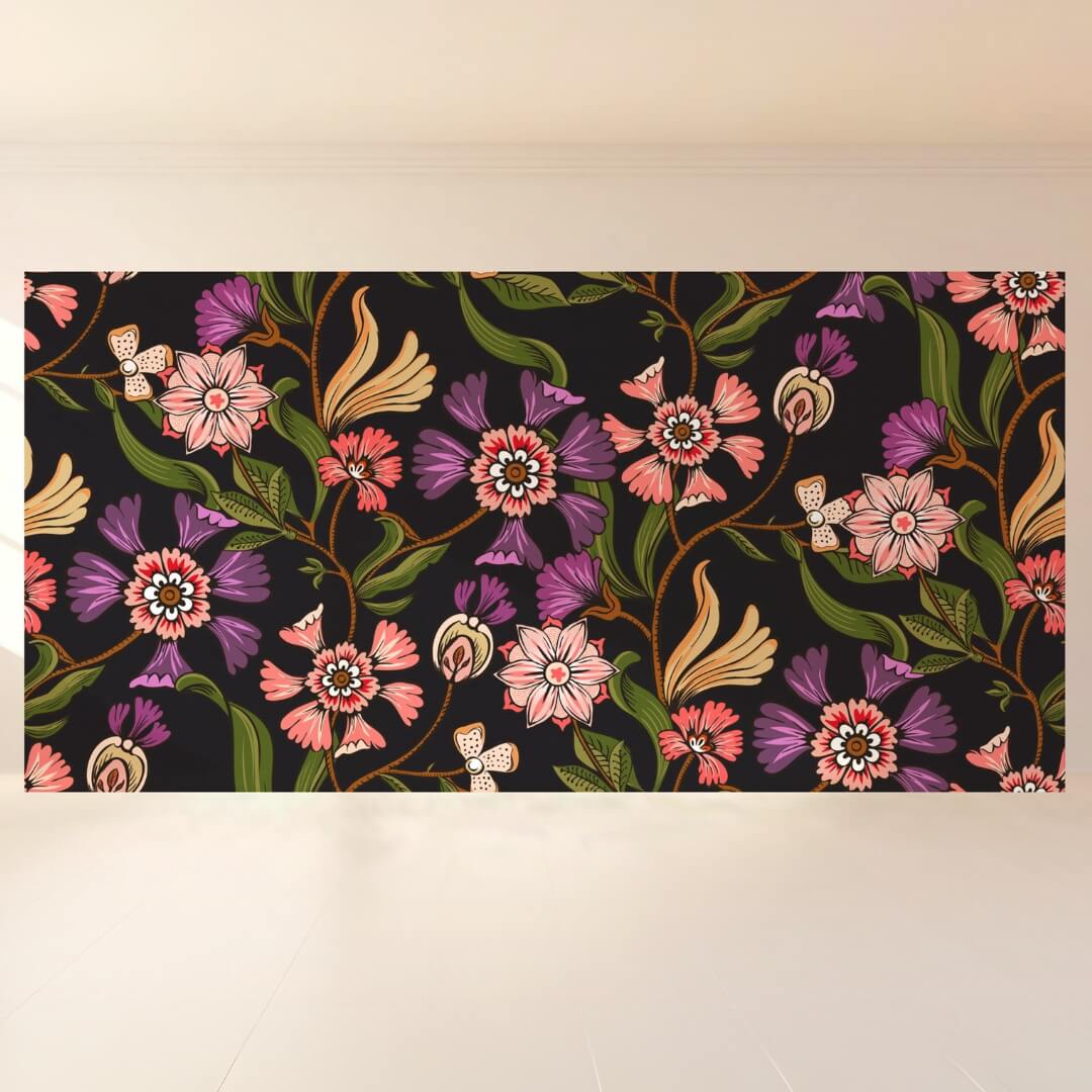 Vibrant Multicolor Floral Vine: Backdrop - wide