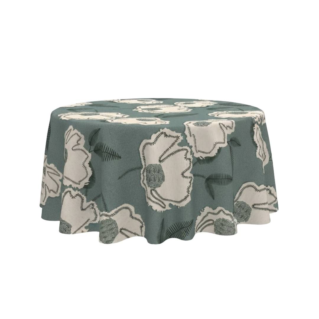 Teal Bloom Grande Round Table Cover - Pack Of 6