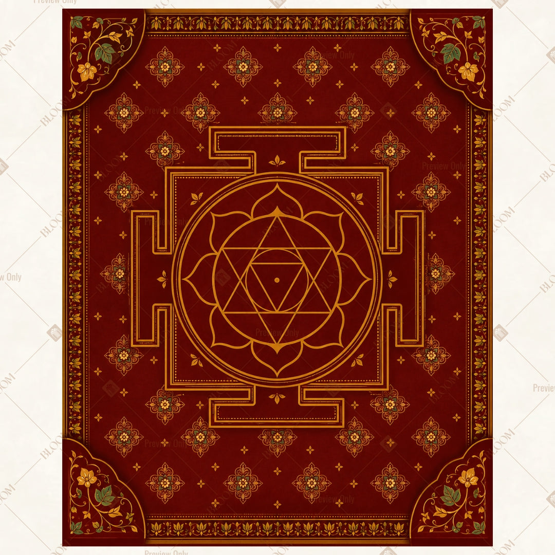 Golden Shri Yantra Portrait Rectangle Backdrop