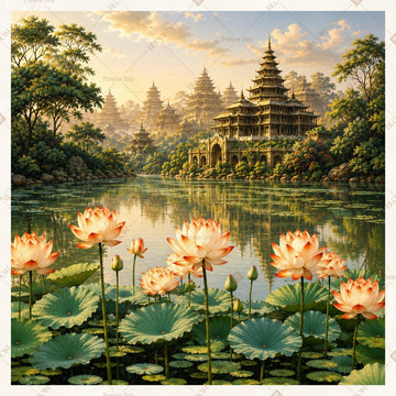 Lotus Palace Landscape Square Backdrop