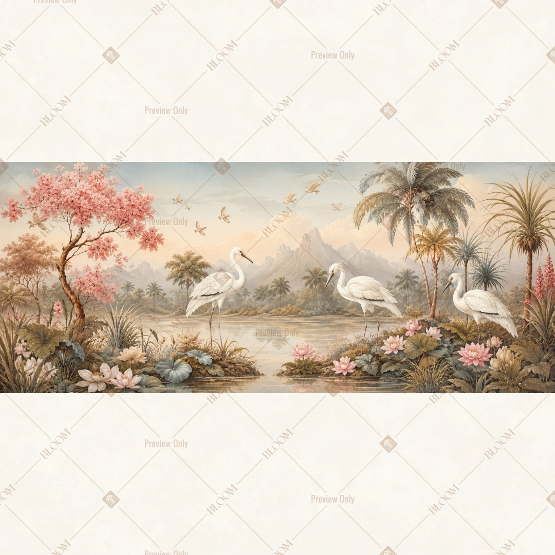 Sunset Palace Garden Panorama Wide Backdrop