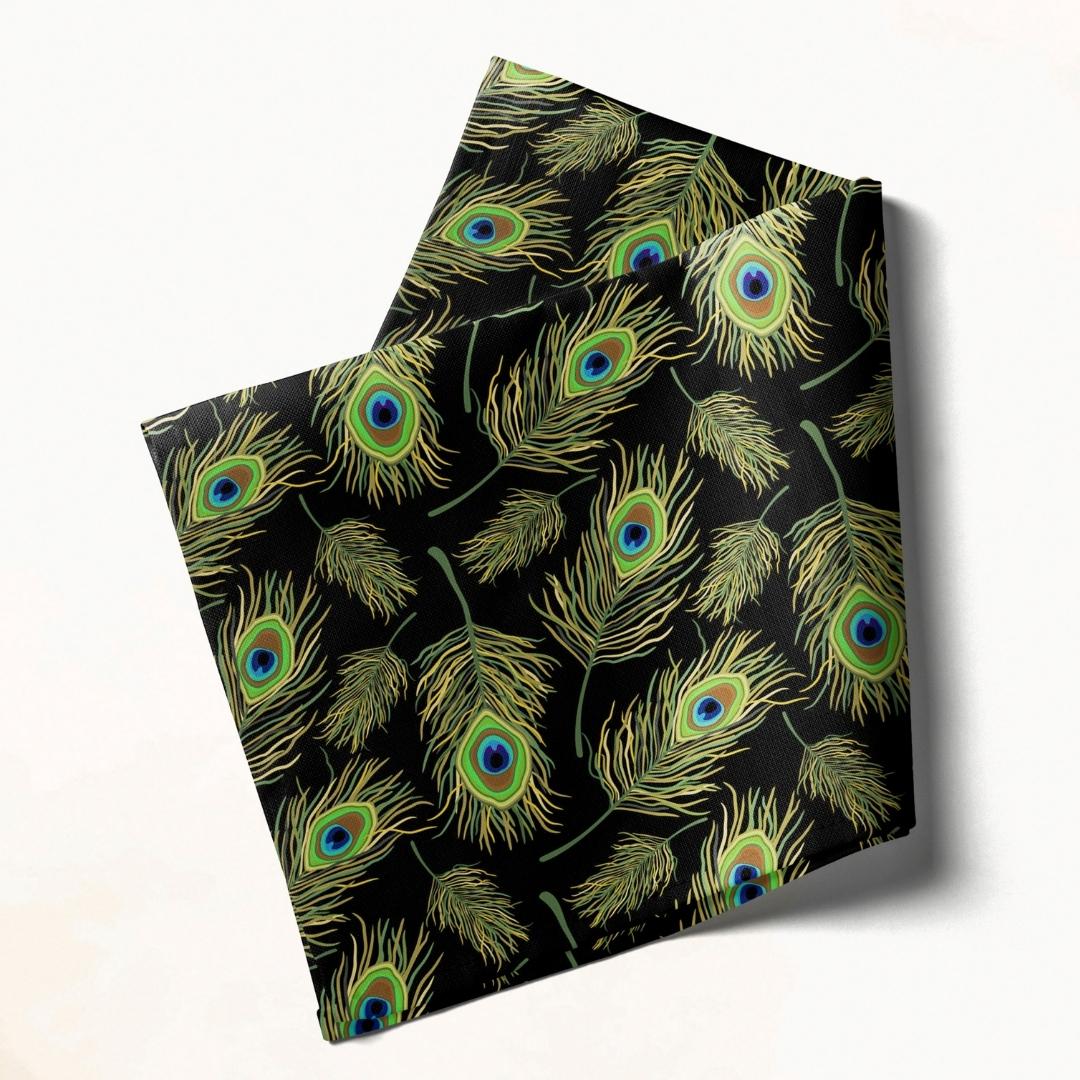 Black Peacock Feather: Napkins 18" X 18" - Pack Of 20