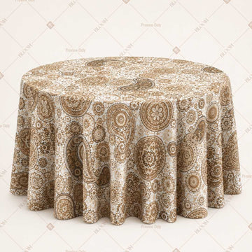 Ivory Gold Paisley Table Cover Pack Of 6