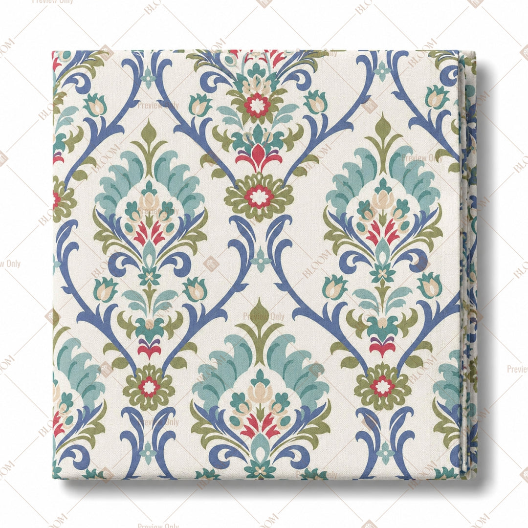 Blue Floral Damask Pattern Design
