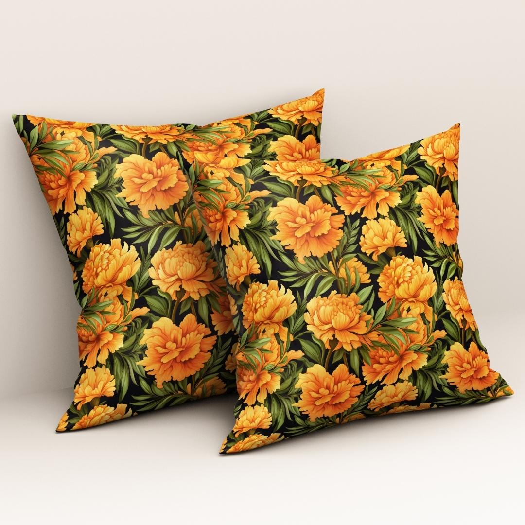 Golden Marigold Bloom: Cushion Cover - Pack of 12
