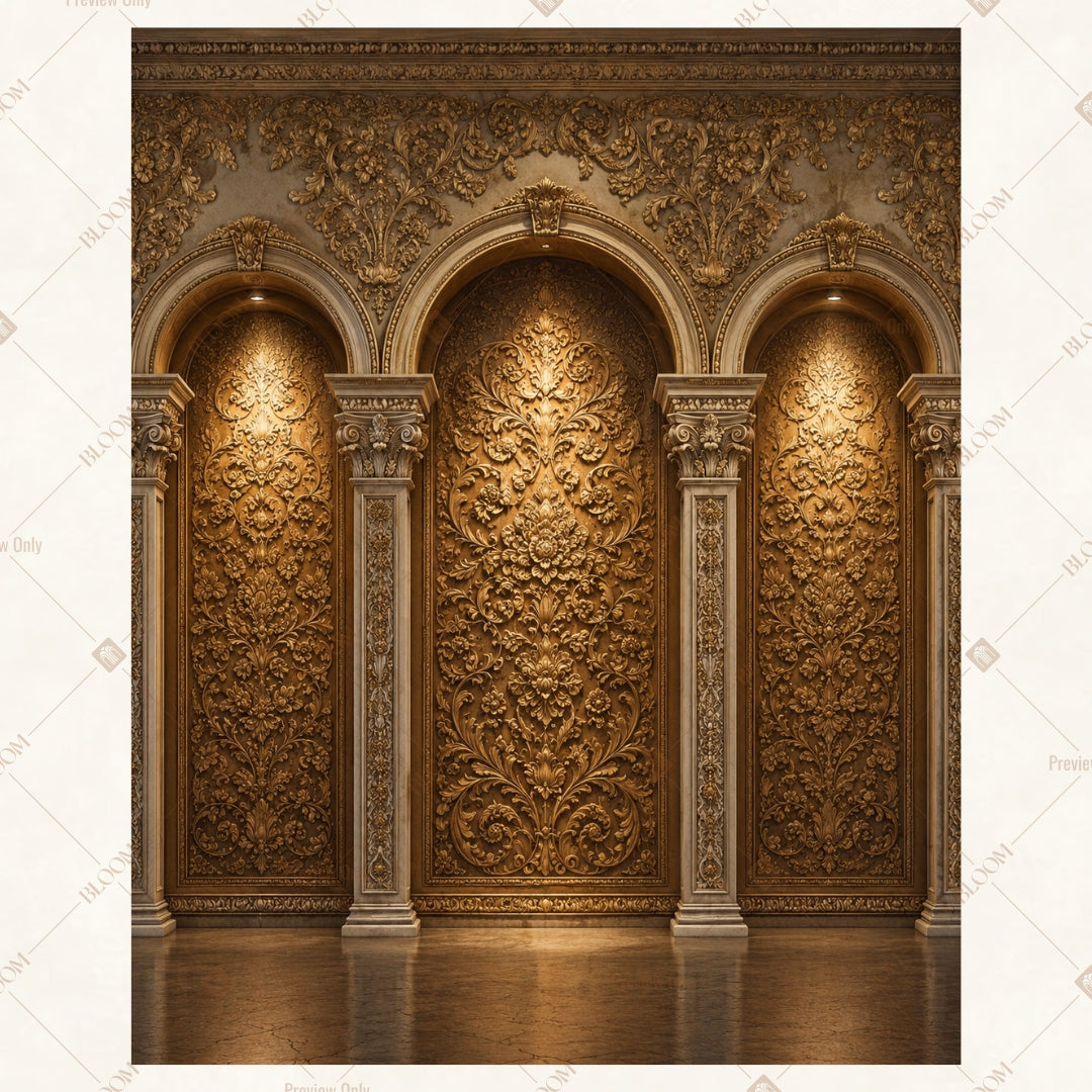 Golden Palace Hallway Portrait Rectangle Backdrop