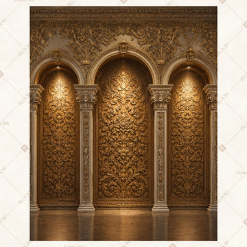 Golden Palace Hallway Portrait Rectangle Backdrop