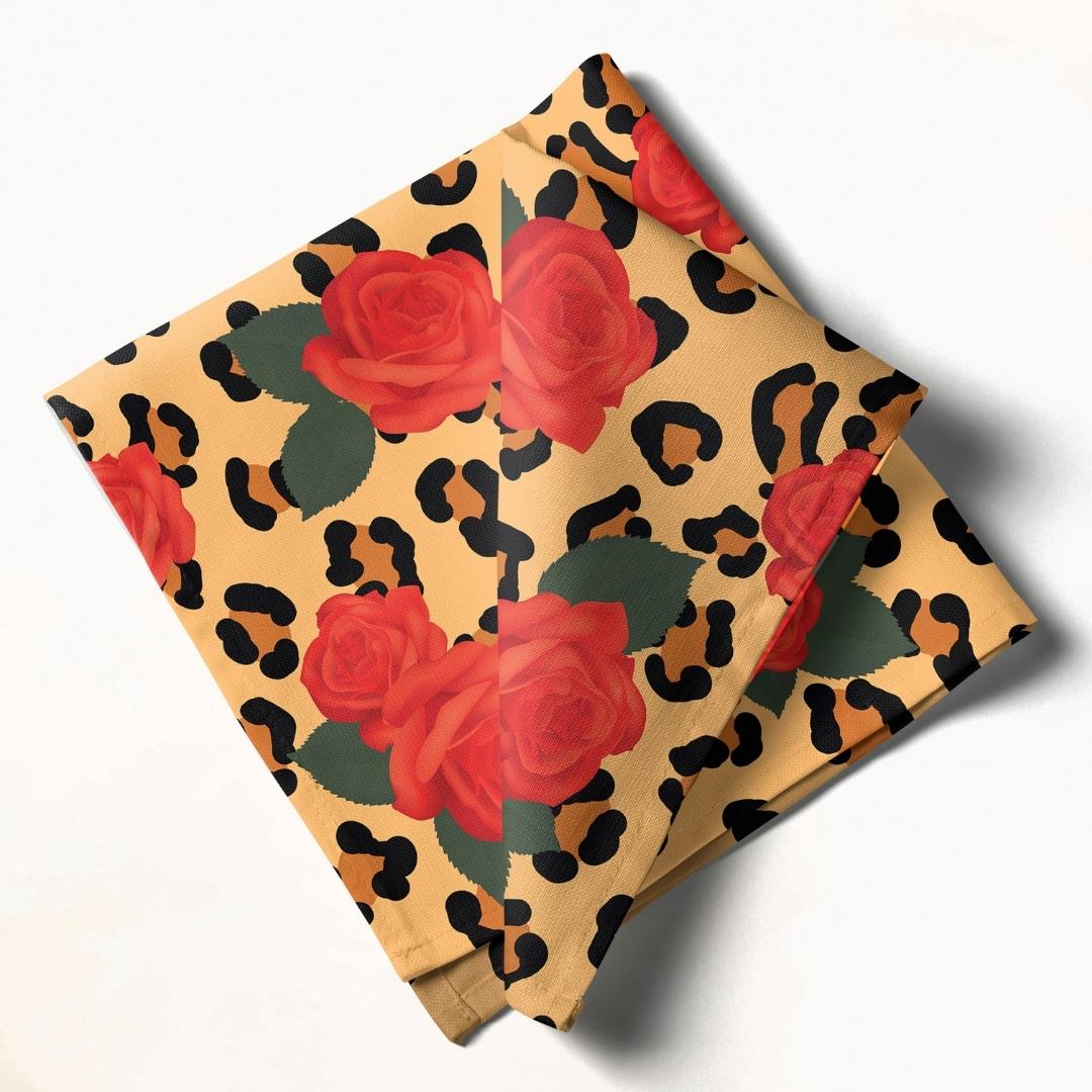 Leopard and Rose: Napkins 18" X 18" - Pack Of 20