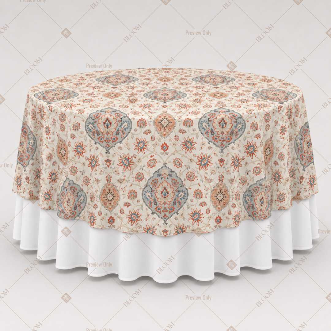 Beige Ornamental Medallion Table Overlay Pack of 6