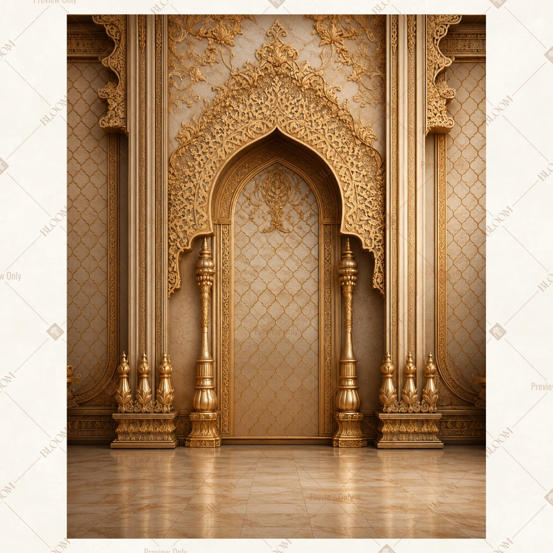 Grand Golden Entrance Portrait Rectangle Backdrop