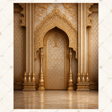 Grand Golden Entrance Portrait Rectangle Backdrop