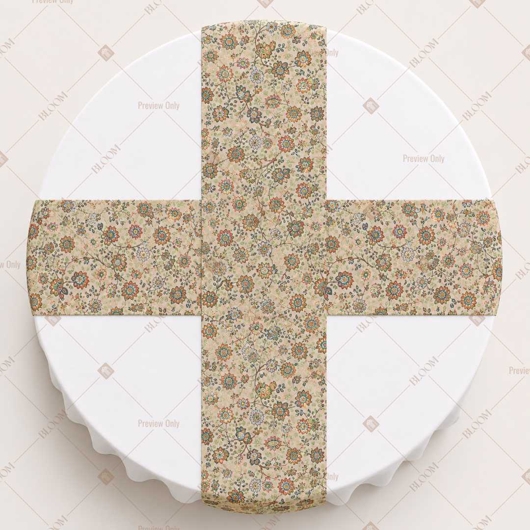 Beige Floral Medallion Table Runner Pack Of 12