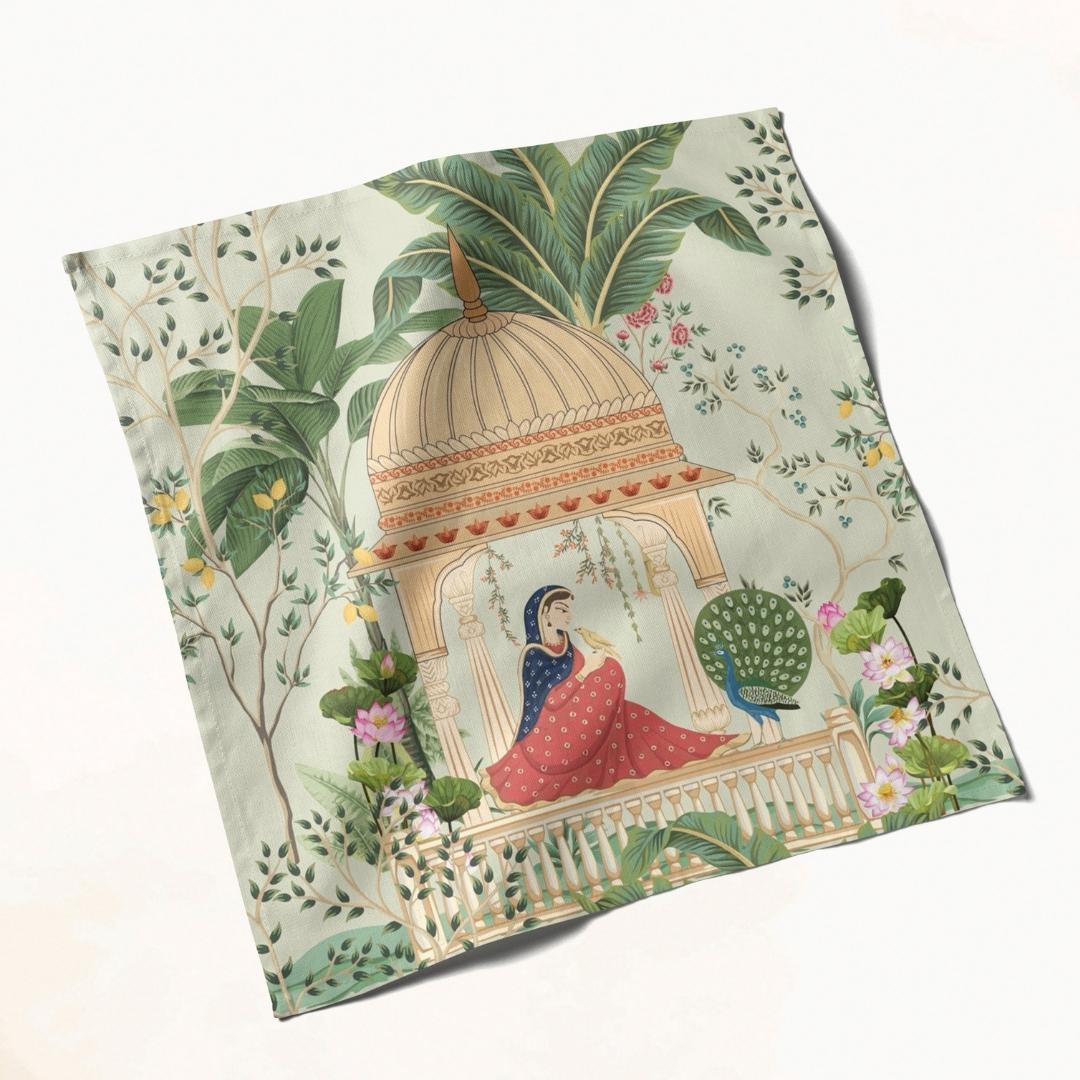 Royal Mughal Scene: Napkins 18" X 18" - Pack Of 20