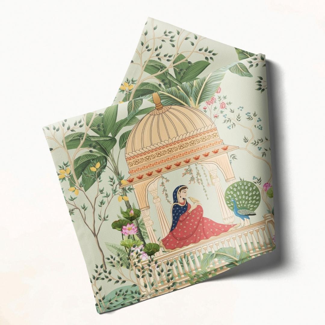 Royal Mughal Scene: Napkins 18" X 18" - Pack Of 20