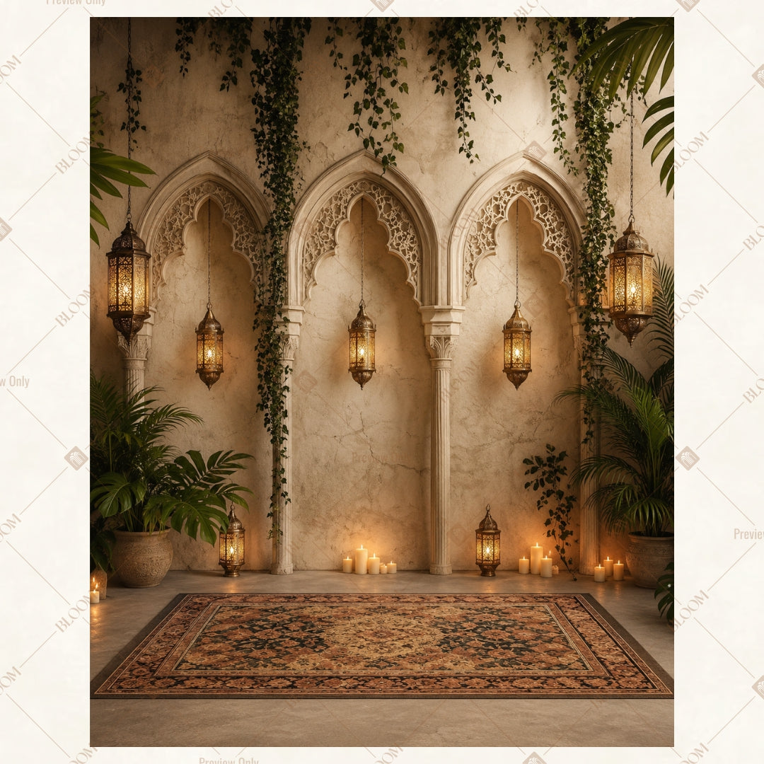 Candlelit Palace Corridor Portrait Rectangle Backdrop
