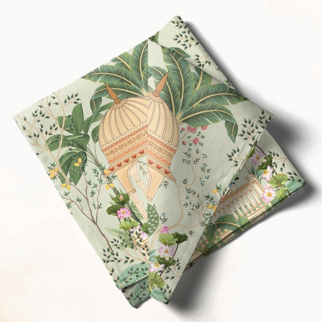 Royal Mughal Scene: Napkins 18" X 18" - Pack Of 20
