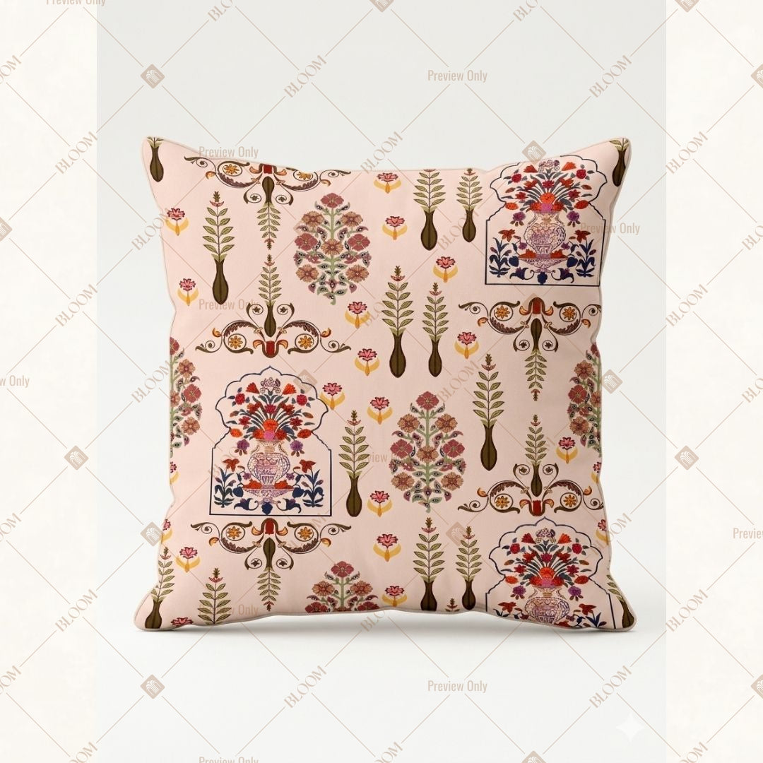 Beige Folk Art Motif Cushion Cover Pack of 12