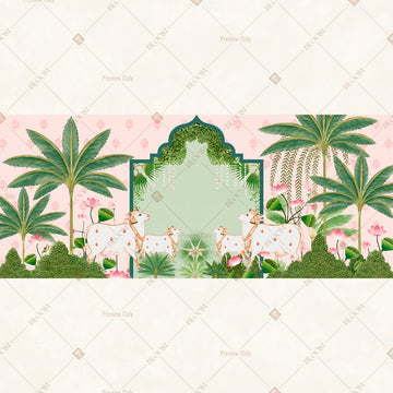 Green Mughal Cow Garden Wide Backdrop