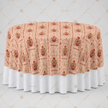 Vintage Peach Floral Block Print Table Overlay Pack of 6