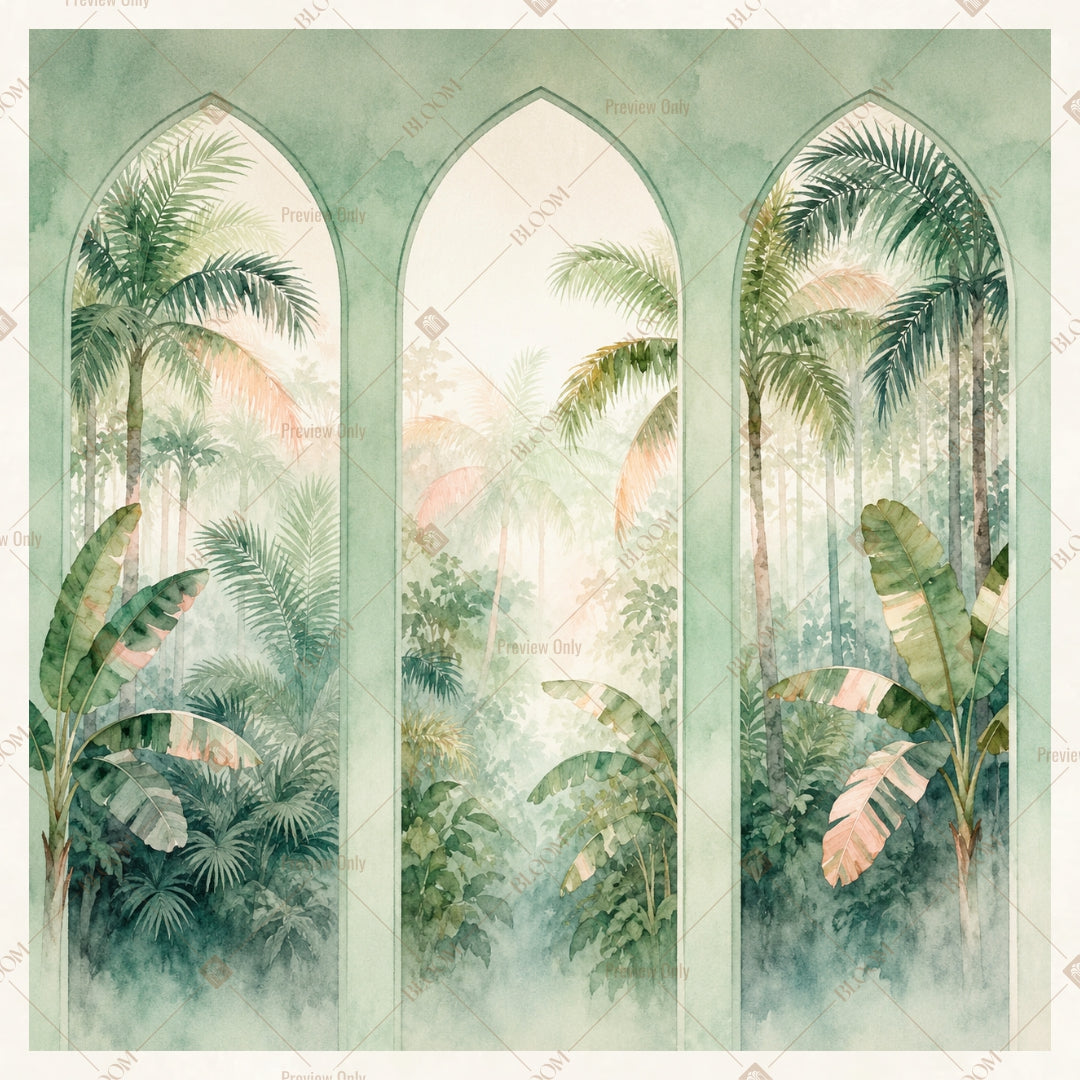 White Botanical Arches Square Backdrop