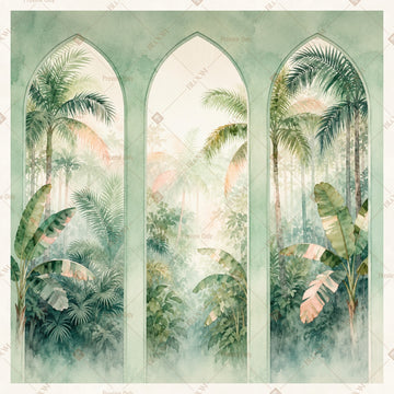 White Botanical Arches Square Backdrop