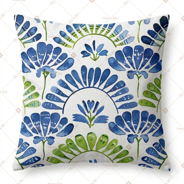 Blue Botanical Art Cushion Cover Pack of 12
