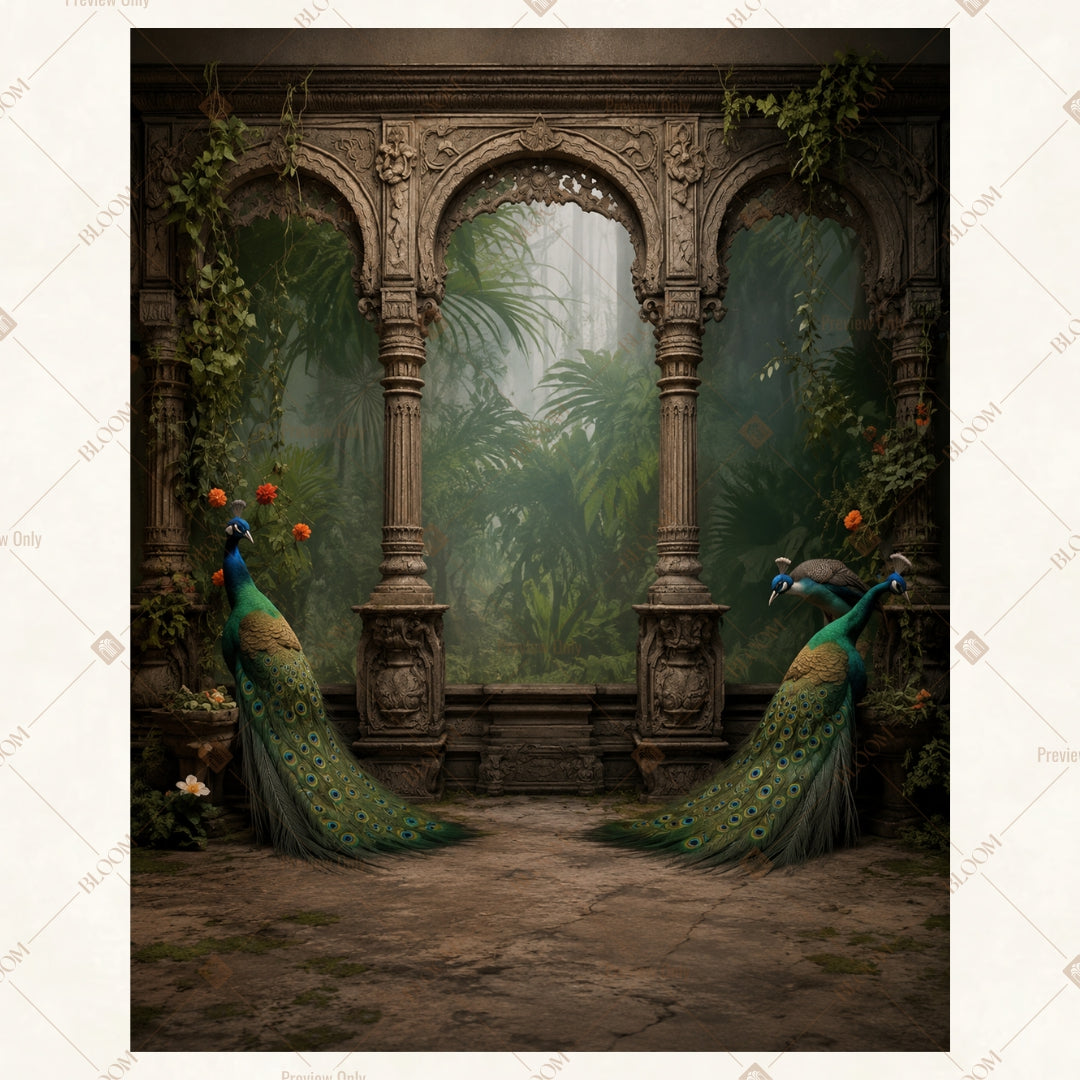 Mystical Garden Ruins Portrait Rectangle Backdrop