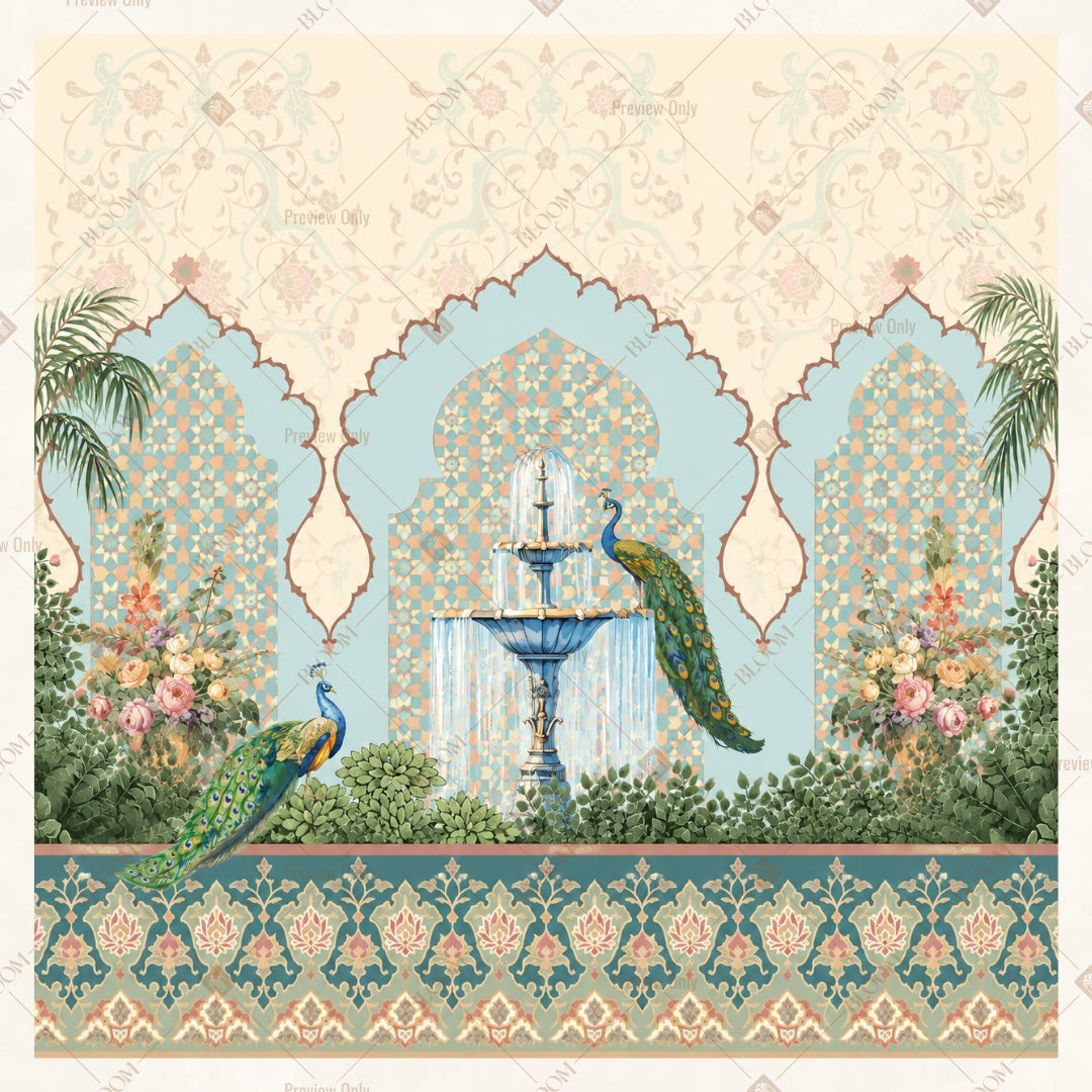 Blue Mughal Palace Square Backdrop