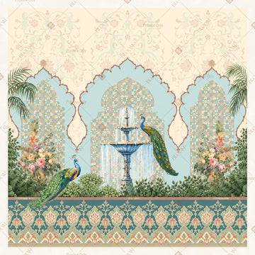 Blue Mughal Palace Square Backdrop