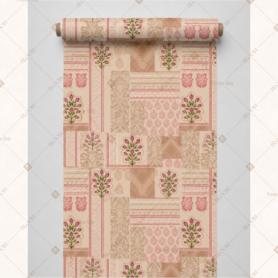 Blush Block Print Fabric Roll Pack of 25