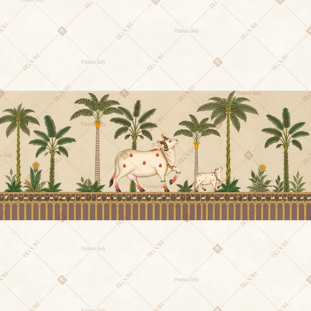 Desert Palm Oasis Border Wide Backdrop