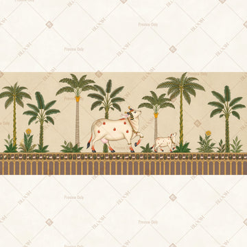 Desert Palm Oasis Border Wide Backdrop