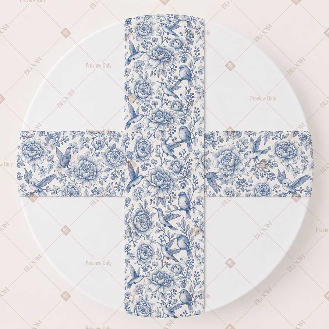 Blue Floral Trellis Table Runner Pack Of 12