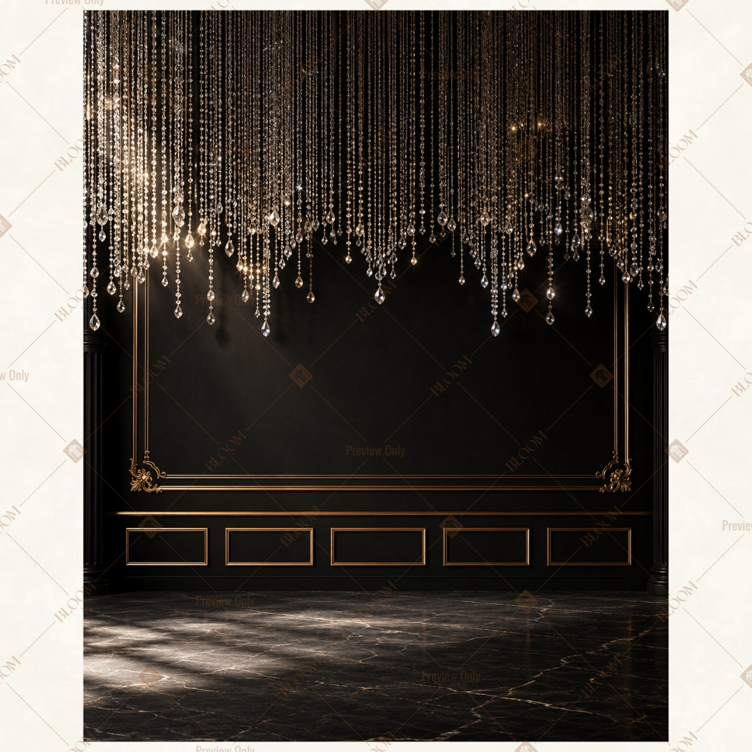 Luxury Black Stage Curtain Portrait Rectangle Backdrop
