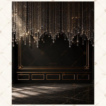 Luxury Black Stage Curtain Portrait Rectangle Backdrop