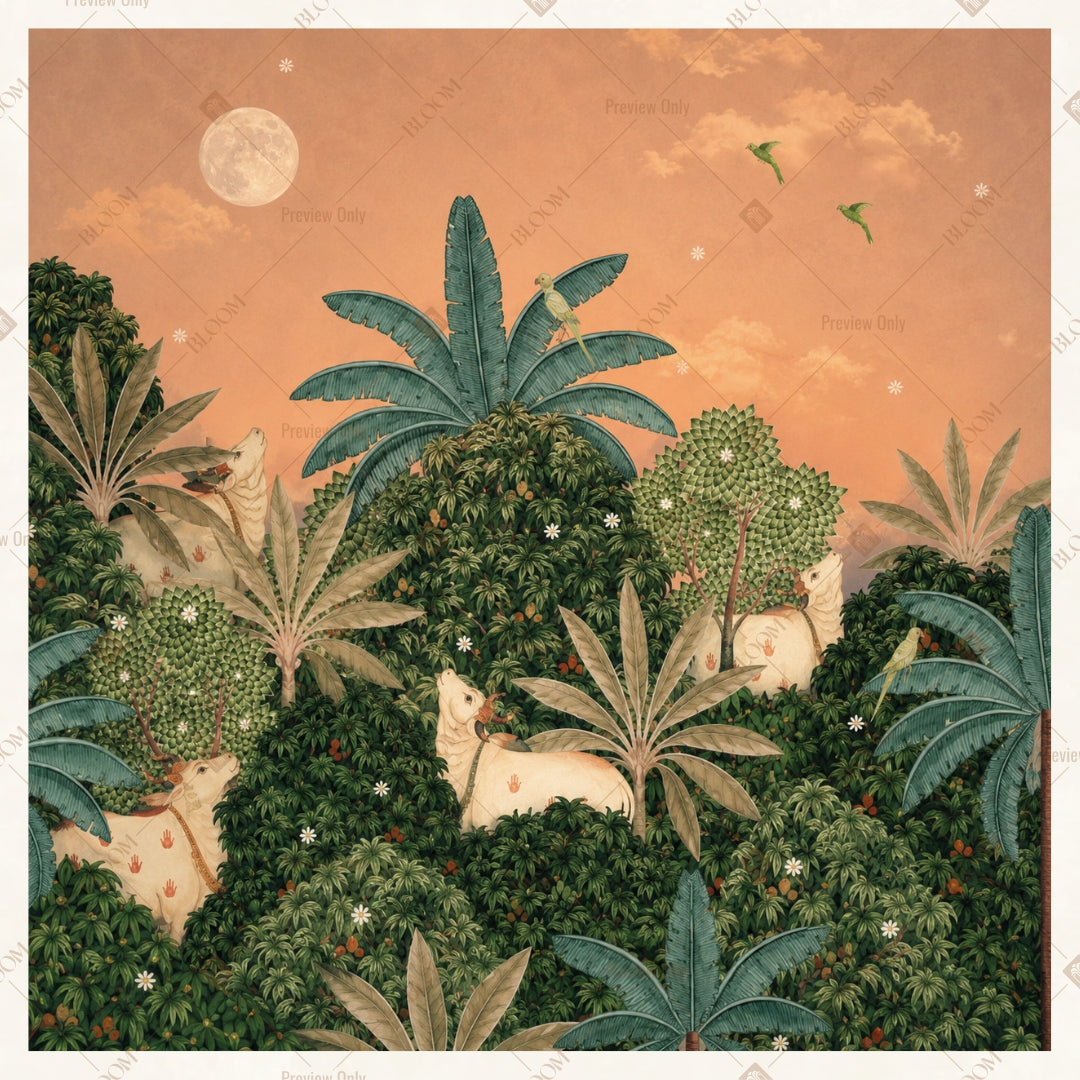 Sunset Tropical Forest Square Backdrop