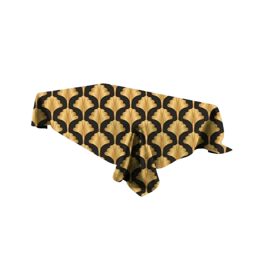 Black Fan Pattern Rectangle Table Cover - Pack Of 6