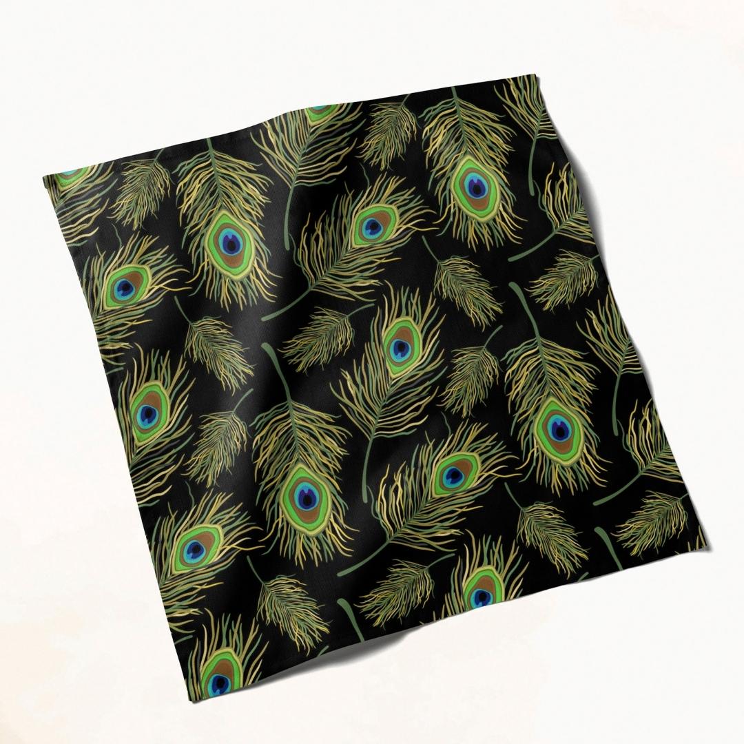Black Peacock Feather: Napkins 18" X 18" - Pack Of 20
