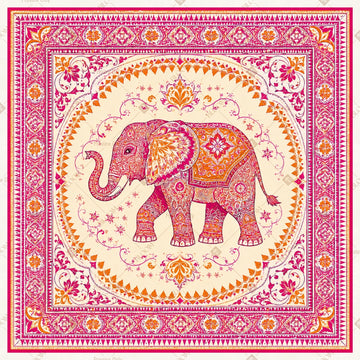 Royal Pink Elephant Mandala Square Backdrop