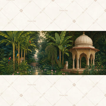 White Pavilion Garden Panorama Wide Backdrop