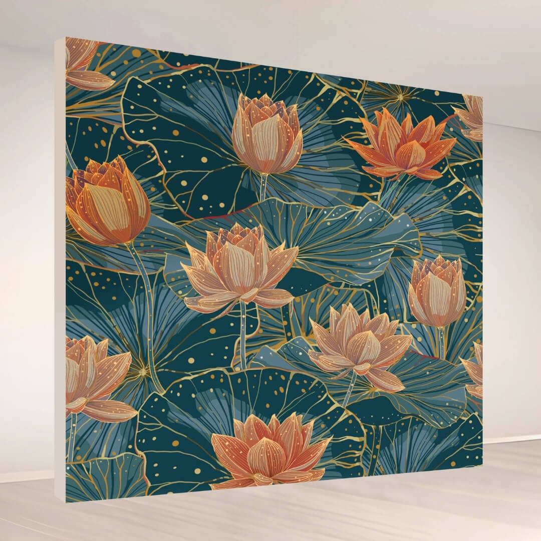 Golden Lotus Bloom: Backdrop - square