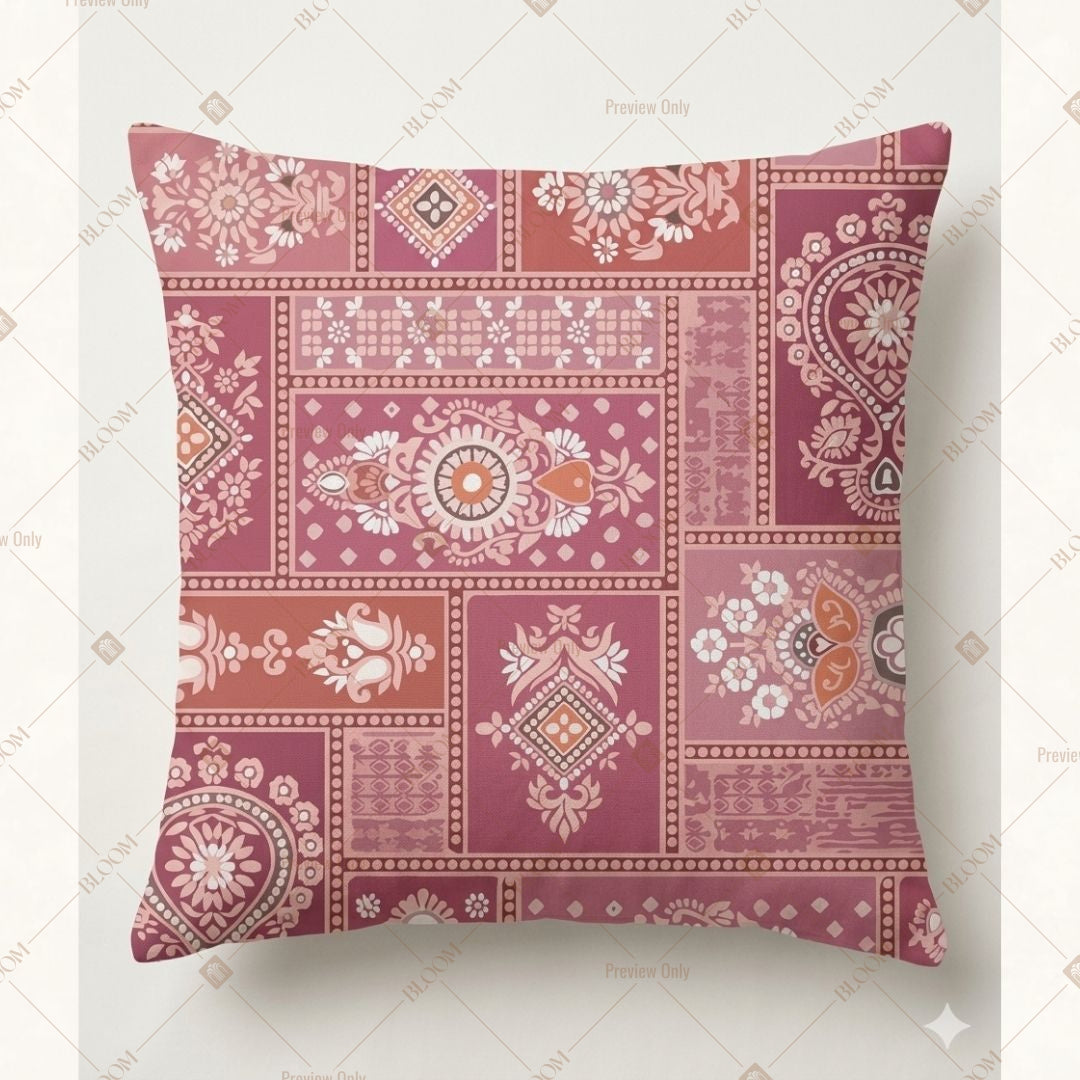 Pink Ethnic Patchwork Cushion Cover Pack of 12