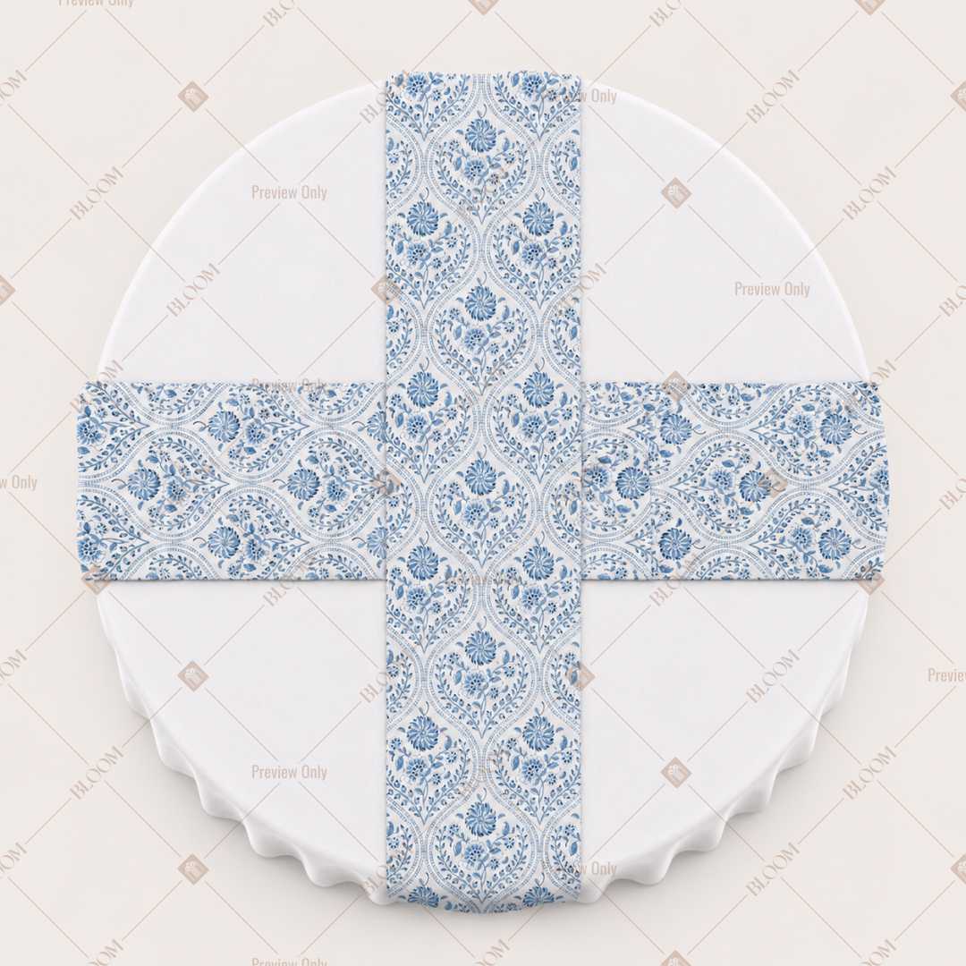 Sky Blue Floral Trellis Table Runner Pack Of 12