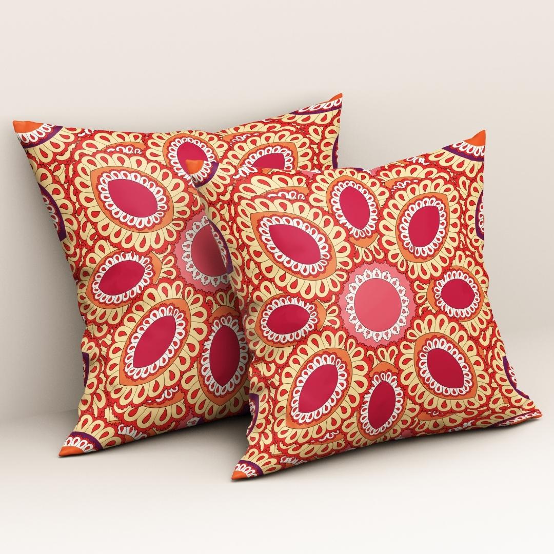 Ruby Mandala Bloom: Cushion Cover - Pack of 12