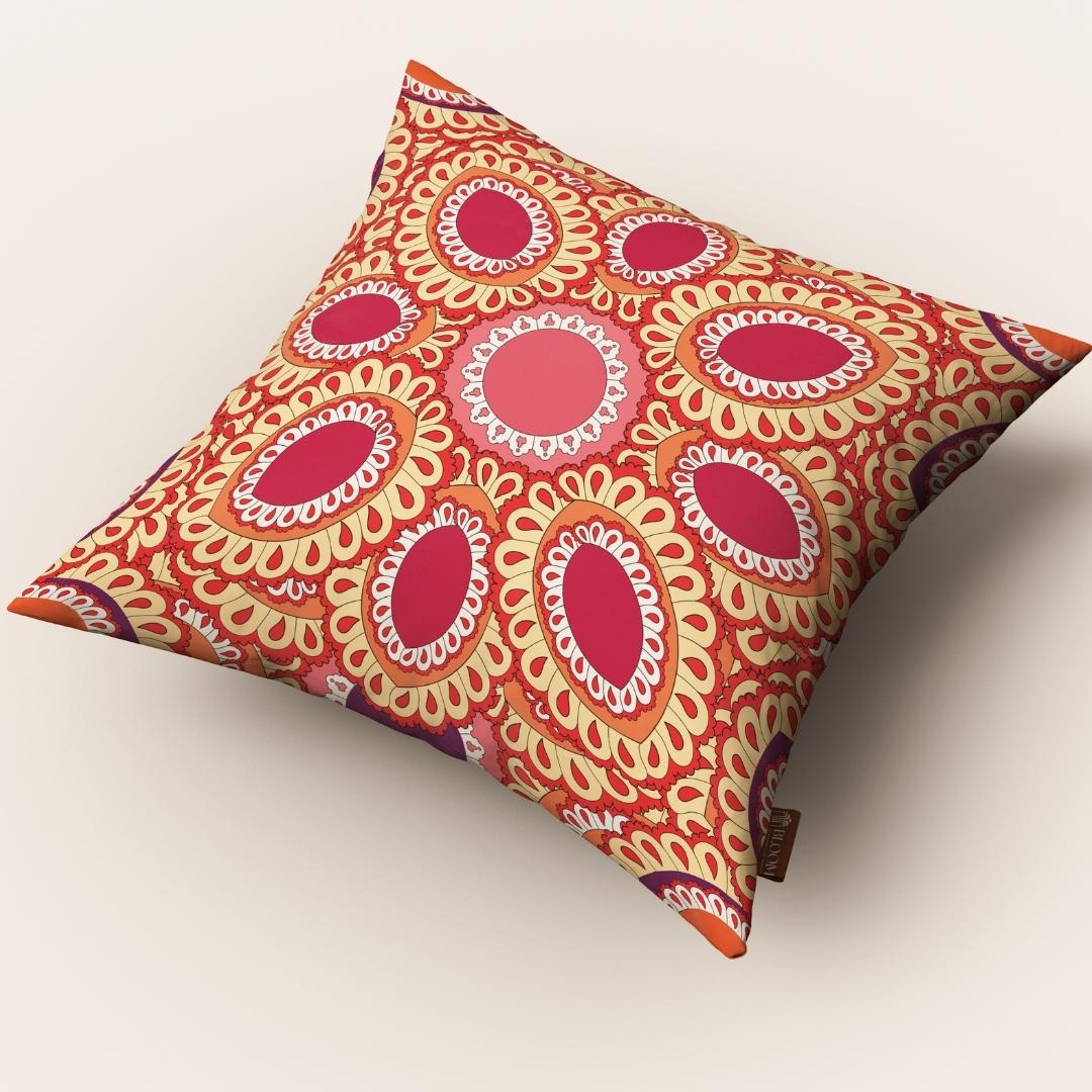 Ruby Mandala Bloom: Cushion Cover - Pack of 12